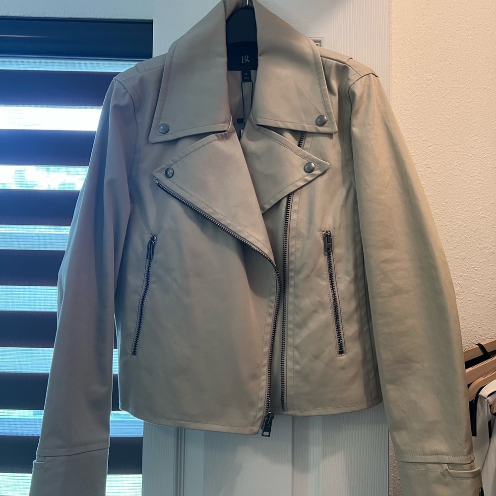 🩶NWT✨BANANA REPUBLIC WATER RESISTANT KHAKI MOTO TRENCH COAT SIZE S